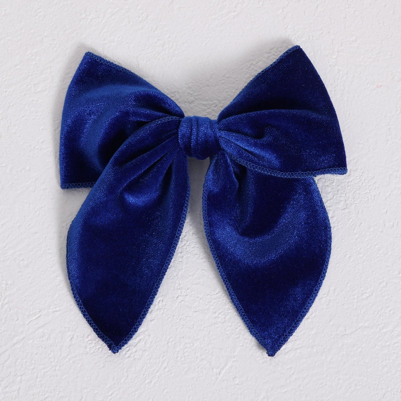 KCHIES Royal Blue Velvet Ribbon Fable Hair Bow Alligator Clips 2pcs 5" Large Velvet Ponytail Bow Barrettes for Flower Girl Women Bride Fall Wedding Pageant Party Dress Decor Accessory - Image 3
